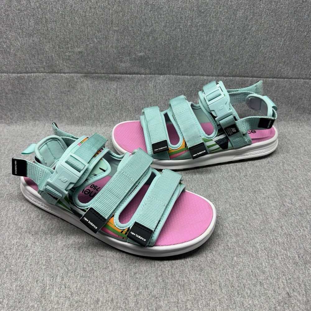 New Balance 750 Sandals Women 10.5 / Men 9 Aqua Pink Beach Pool Straps Miami